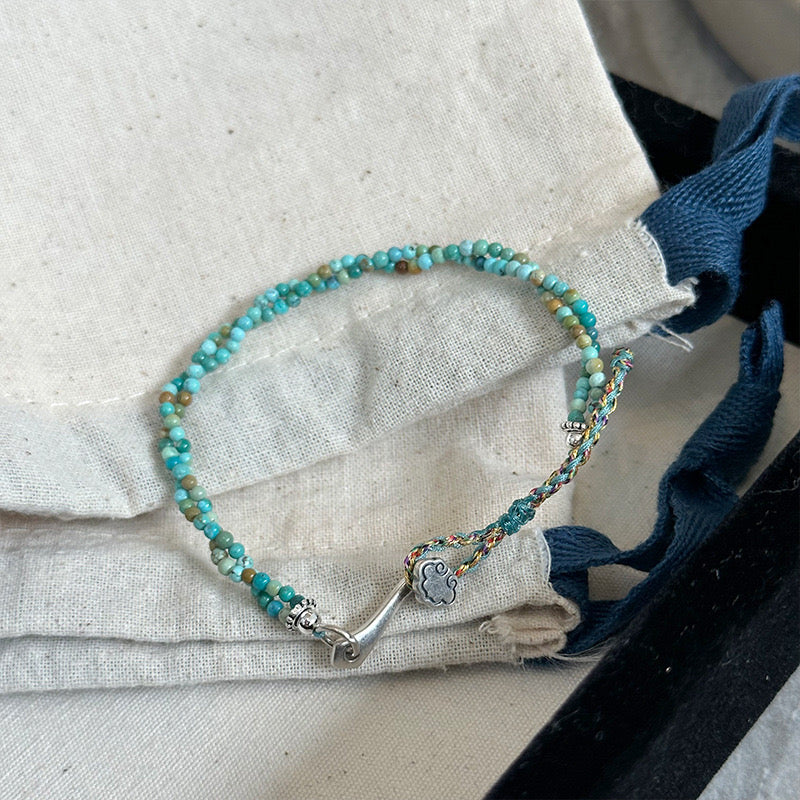 925 Silver New Chinese national style Turquoise Ruyi lock bracelet