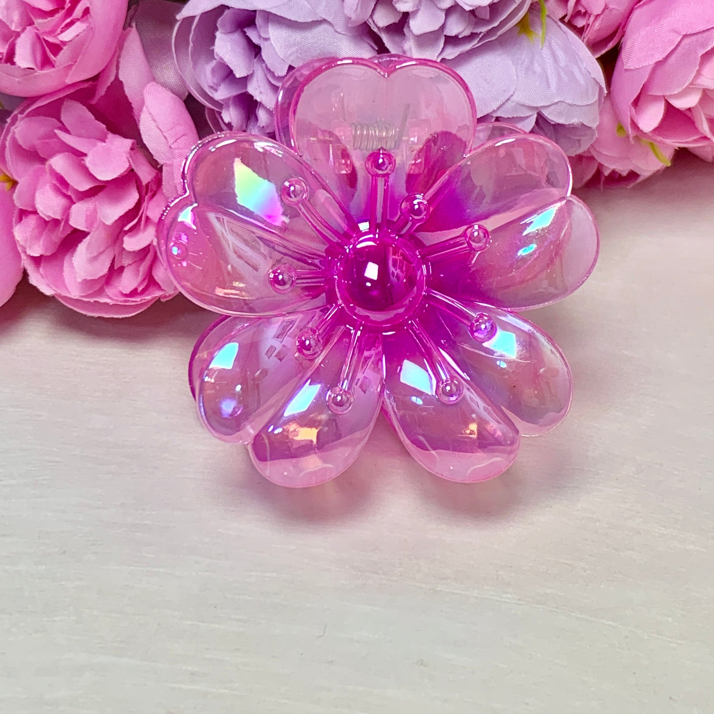 Claw clip Pink Flower with Core