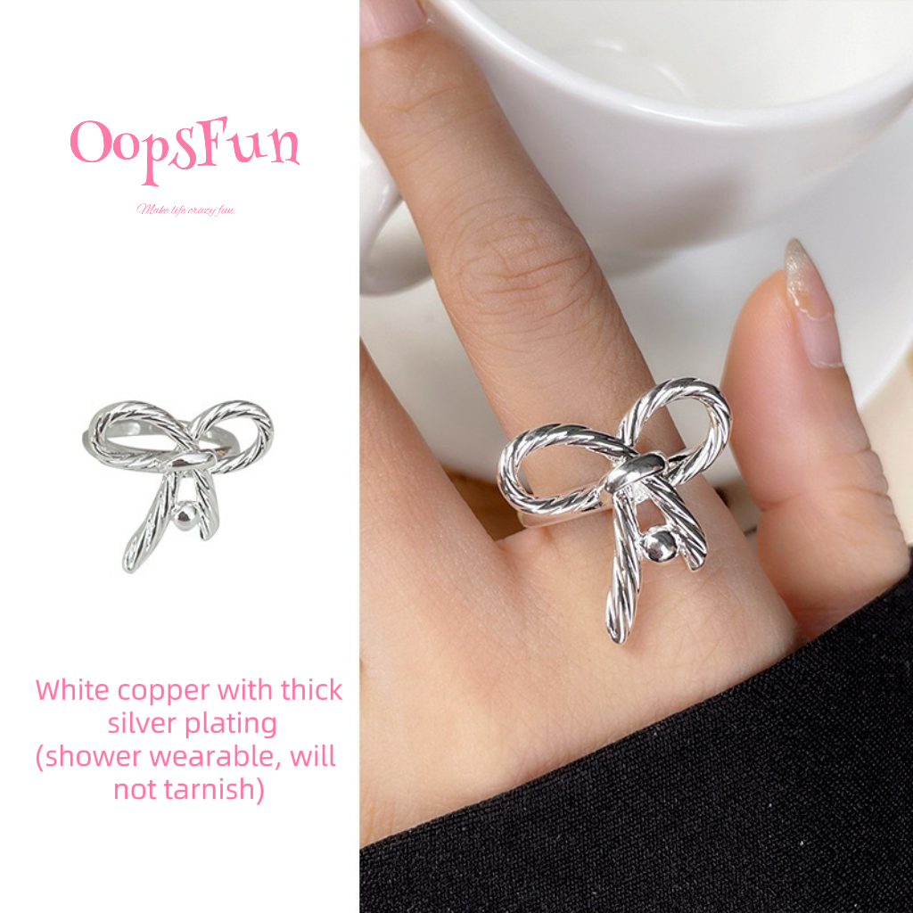 925 silver bowknot open-end ring