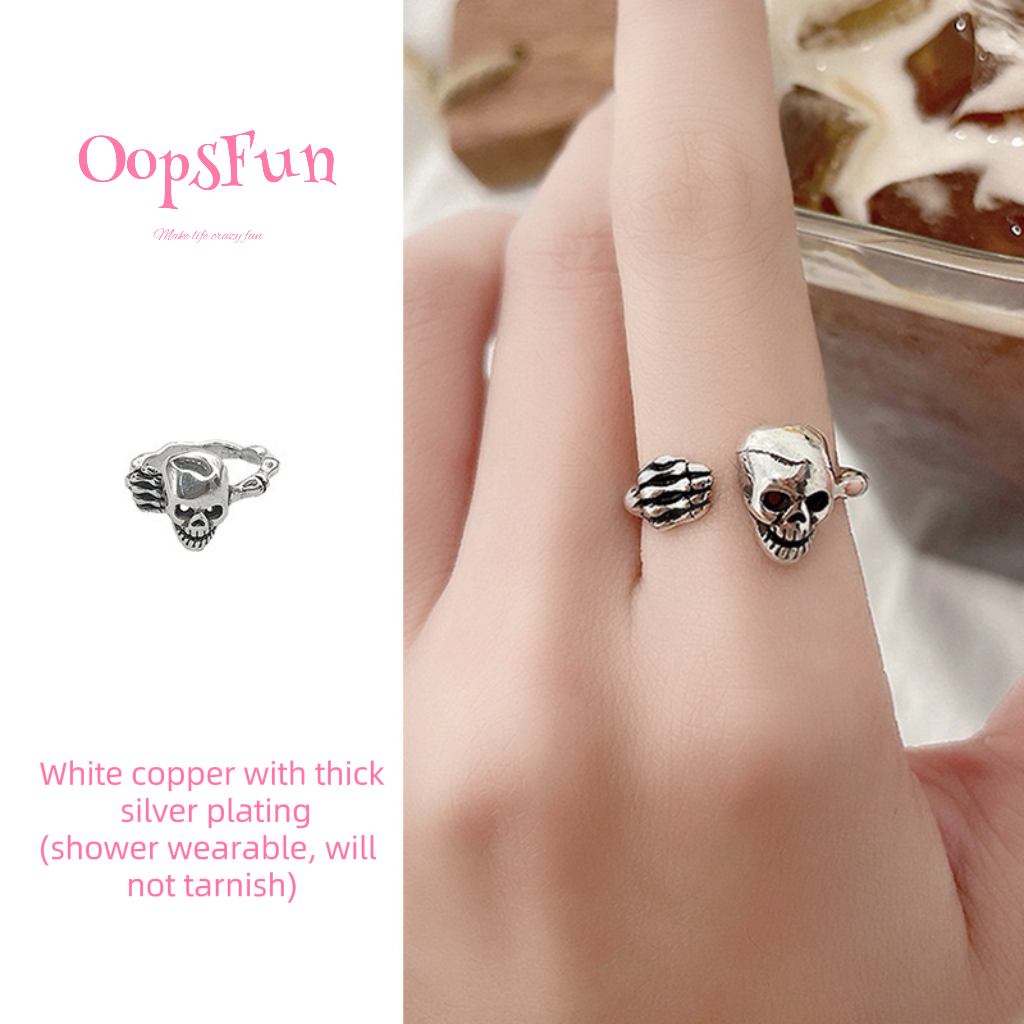 925 silver Skull open-end ring
