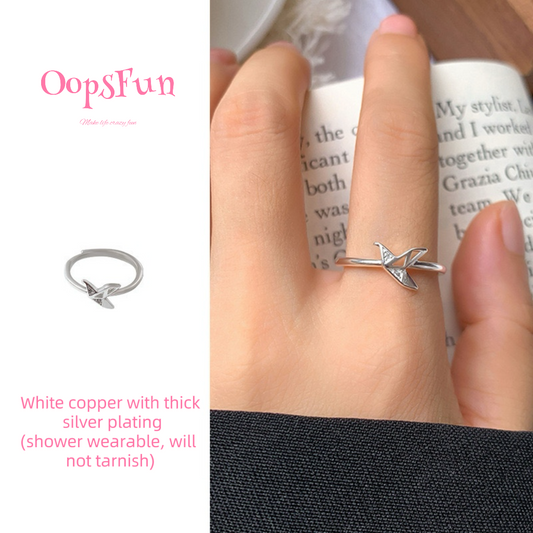 925 silver flying bird open-end ring