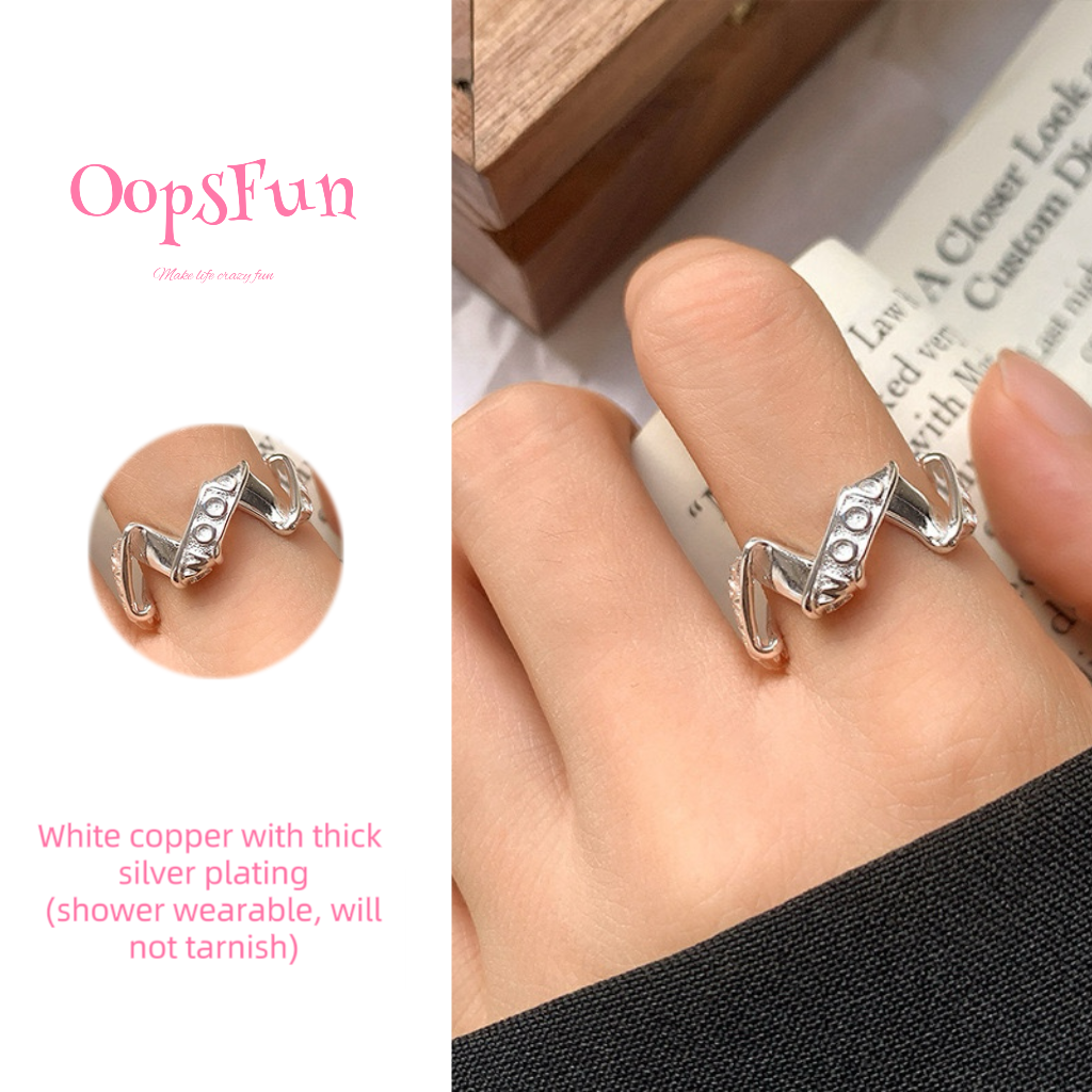 925 silver Wave letters open-end ring