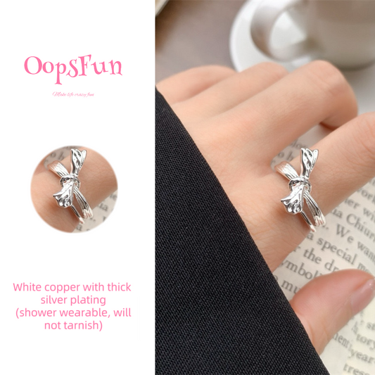 925 silver tie a knot open-end ring
