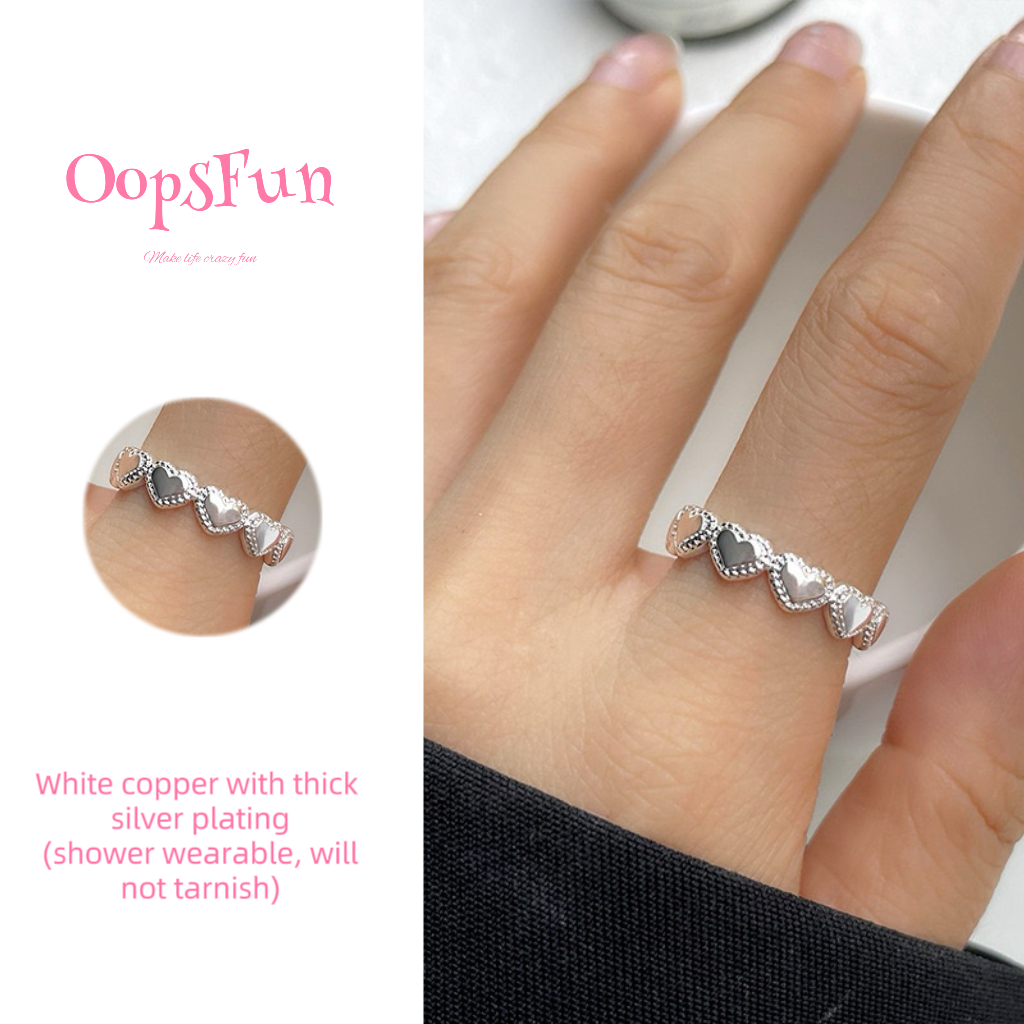 925 silver cutie hearts open-end ring