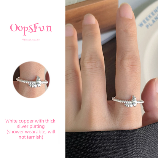 925 silver Croissant open-end ring