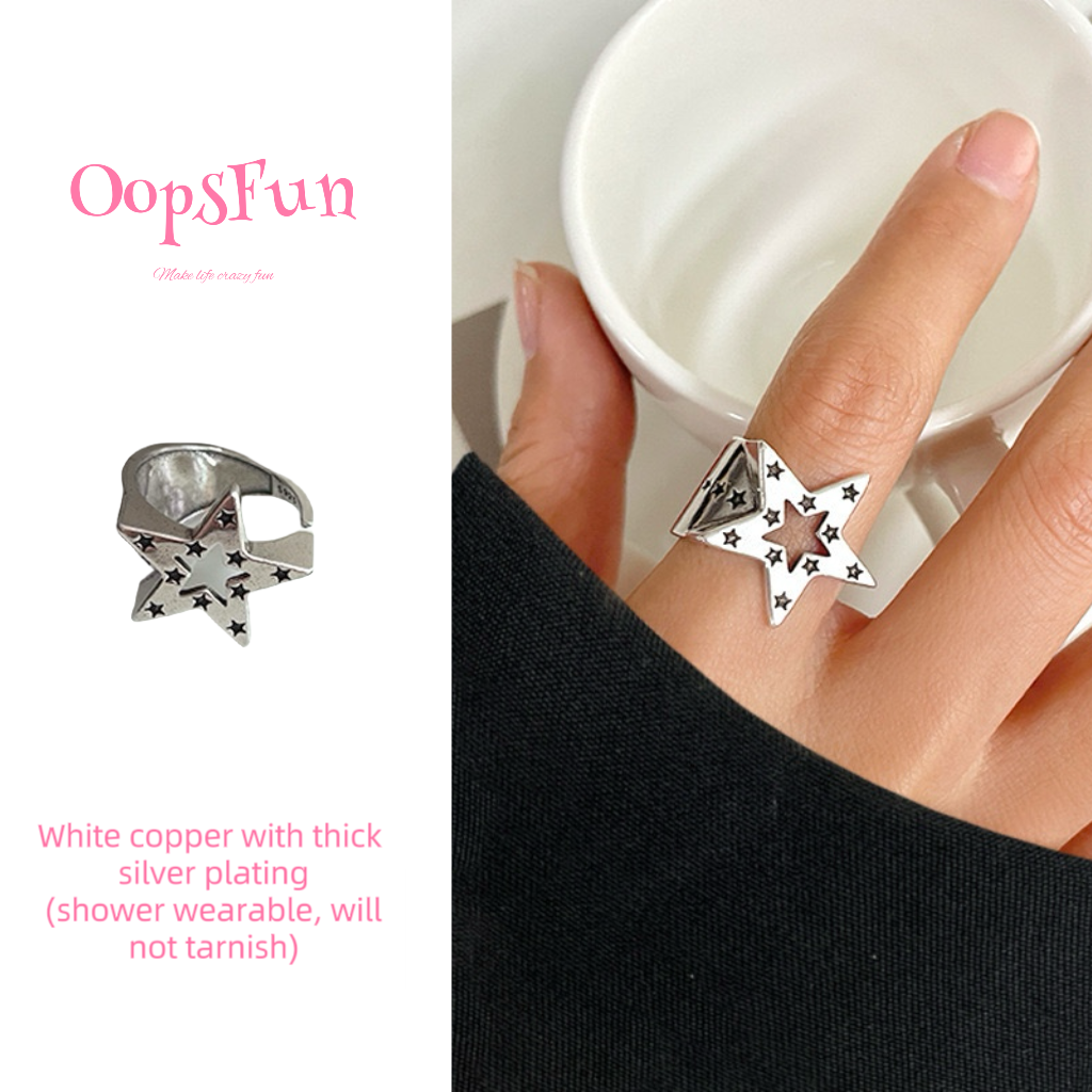 925 silver star open-end ring