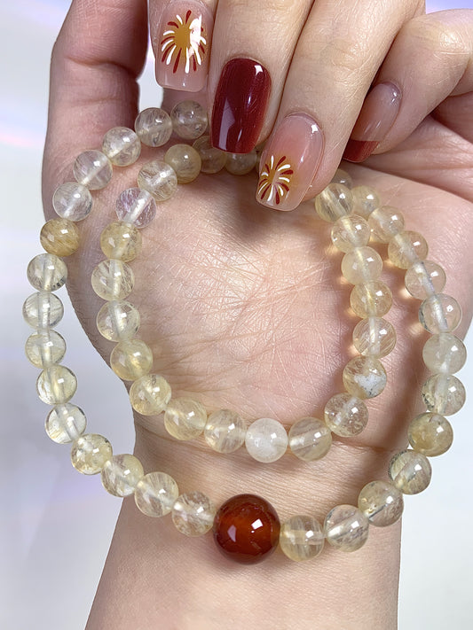 Double circles  Citrine 6+8mm(with cornelian)