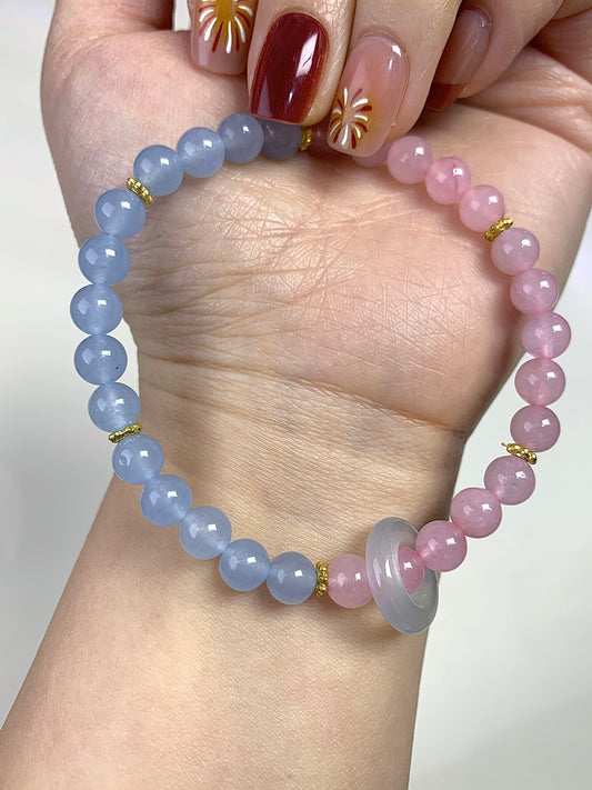 Rose Crystal Aquamarine bracelet 6mm(loop)