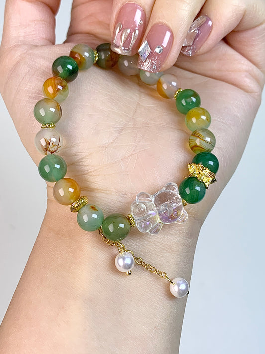 Peacock Agate 8mm(bear) design bracelet