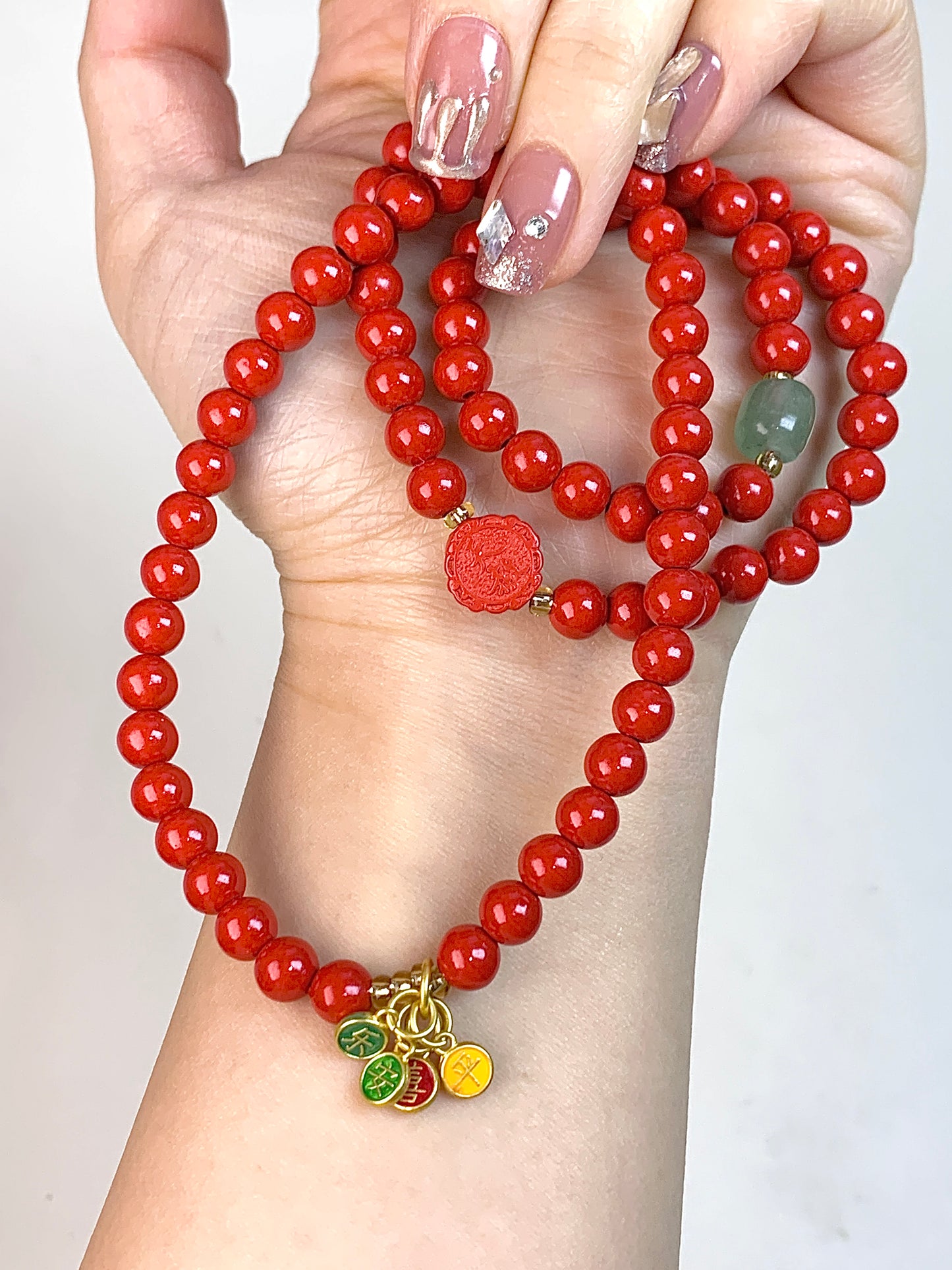 cinnabar 6mm(threecircles)design bracelet