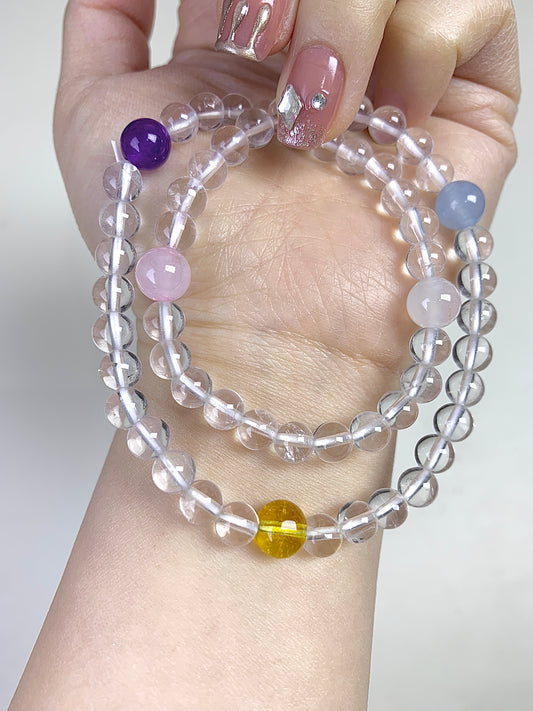 Multi-Quartz +clear quartz( duobao)double circles 6mm+8mm