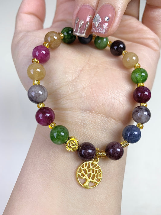 Tourmaline energy tree design bracelet( 8mm)