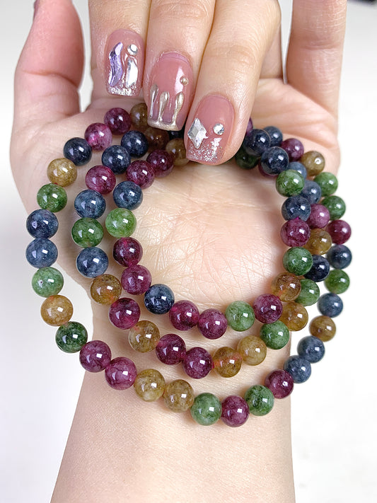 Tourmaline 3 circles bracelet( 6mm)