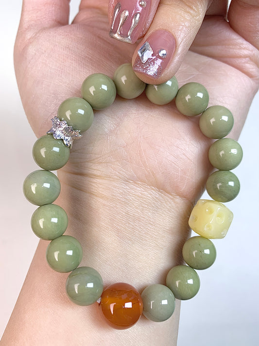 Alxa agate 10mm(cornelian +ambercheese)