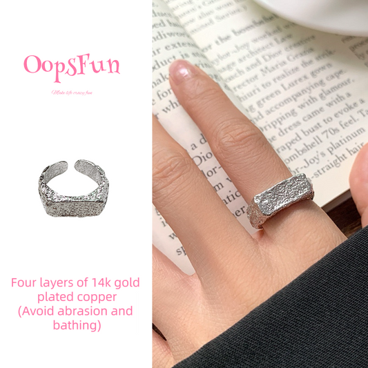 14k gold Tin foil paper shape open-end ring