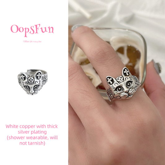 925 silver Tiger open-end ring