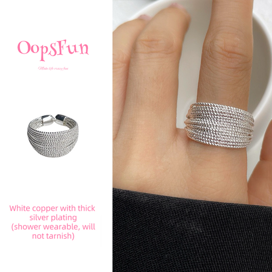 925 silver 23 thread weaving open-end ring