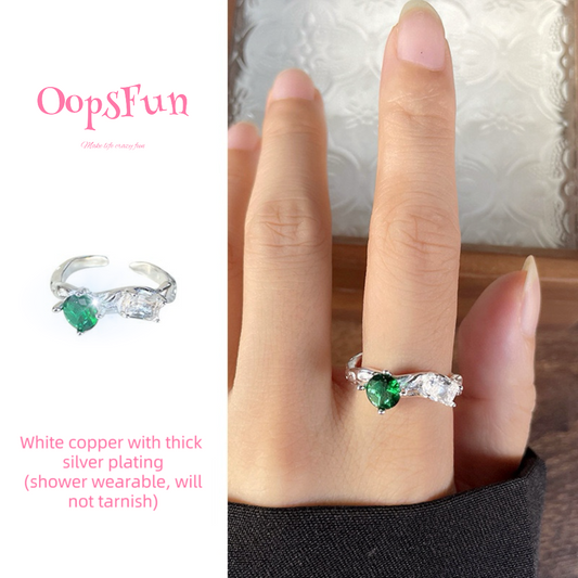 925 silver Green zircon open-end ring