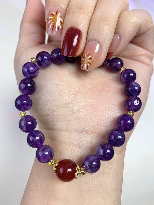 Amethyst cornelian bracelet 8mm