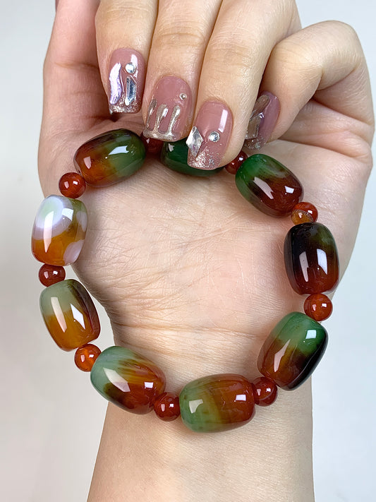 Peacock Agate barrel beads