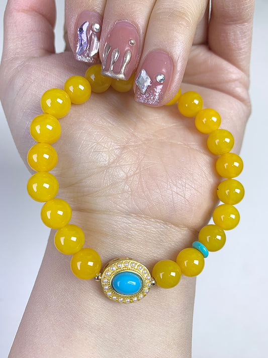 Yellow agate 8mm(turquoise stone)