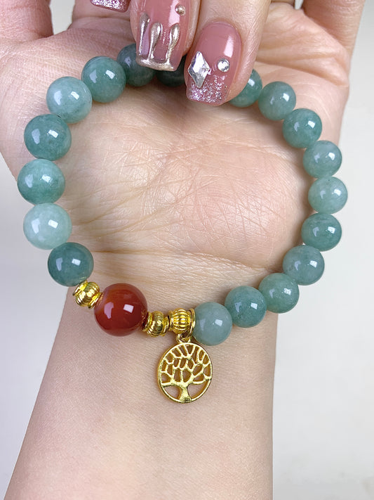 Jade+energy tree 8mm(1 piece ofcarnelian10mm)