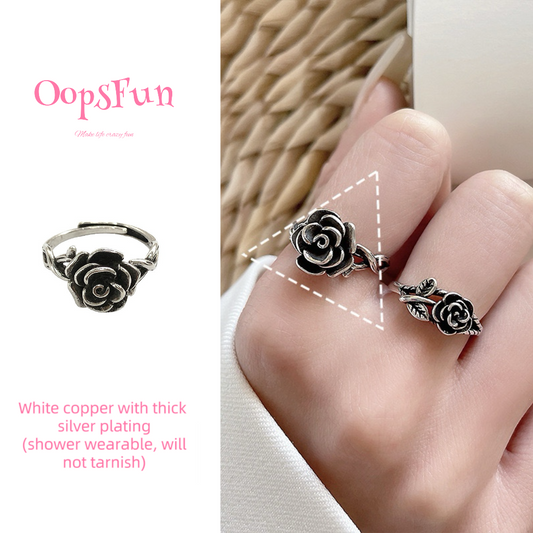 925 Silver Vintage Rose Open Ring